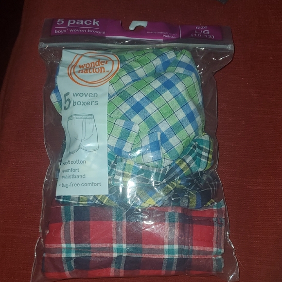 wonder nation Other - Wonder Nation Boys' Plaid Boxers 5-Pack - Blue, Green, Red